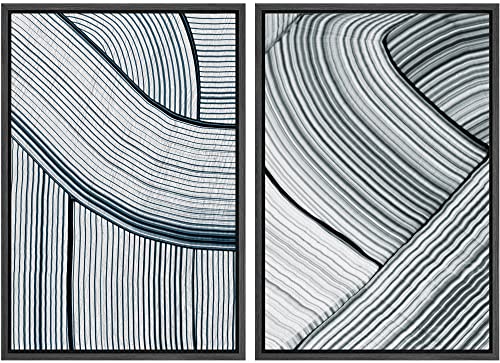 SIGNWIN Canvas Print Wall Art Set Geometric Black Gray Pastel Paint Stroke Abstract Shapes Illustrations Art Decorative Contemporary for Living Room, Bedroom, Office - 16"x24"x2 Black - color: B23-2202-n11, size: 16"x24"x2 Panels Black