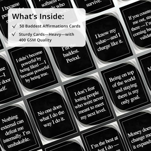 Isaac Liev Baddest Affirmation Cards for Women & Men – 50 Positive Motivational Inspirational Quotes – Daily Affirmation Deck for Confidence, Mindset - style: Baddest Affirmation