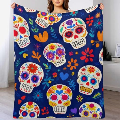 Fashion Bed Sofa Couch Cover, Unisex Blanket, Day Dead Cool Mexican Sugar Skull Lightweight Flannel Blanket - color: Color78, size: 30"x40"