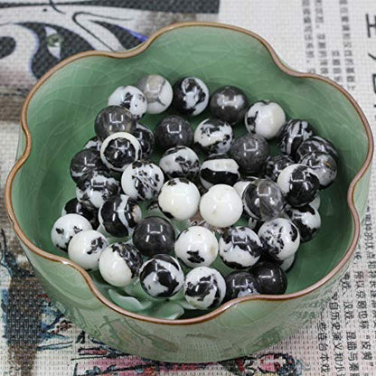 Keleny Natural Gem Semi Precious Gemstones 14mm Round Beads Crystal Stretch Bracelets 7 Inch Unisex - color: 14mm Black White Zebra Jasper