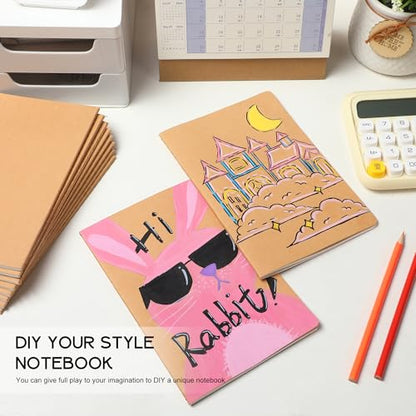 100 Pack Blank Kraft Notebooks, 8.3x5.5 Inches A5 Small Journals Bulk Blank Notebooks 80 Gsm Unlined with 60 Pages A5 Subject Notebooks Traveler Journal Set for Adult Students Back to School Supplies - color: Blank inner pages-100 PCS
