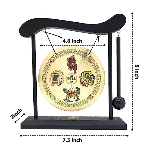 Hooshing Brass Gong Feng Shui Desktop Zen Art Home Decor Housewarming Congratulatory Lucky Blessing Gift - style: Four Divine Beasts