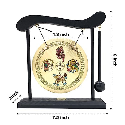 Hooshing Brass Gong Feng Shui Desktop Zen Art Home Decor Housewarming Congratulatory Lucky Blessing Gift - style: Four Divine Beasts