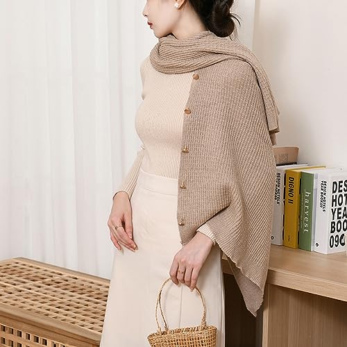 Shawl Wraps Women Fashion Knitted Shawls and Wraps Cardigan Cape Crochet Winter Shoulder Top Sweater Shawl Scarf - color: A Khaki