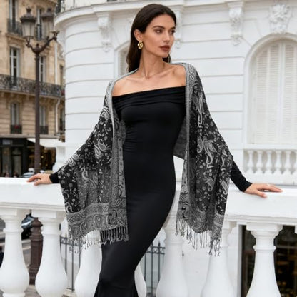 E-Clover Pashmina Shawl Wraps for Women Evening Dresses Elegant Soft Rave Scarf Festival Reversible Men Scarves