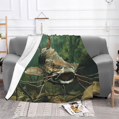 Underwater Catfish Prints Throw Blanket (320g Flannel) Anti-Pilling Warm Fuzzy Blankets for Bed Sofa Couch Travel 40x30 Inch - color: Underwater Catfish, size: 40x30 Inch