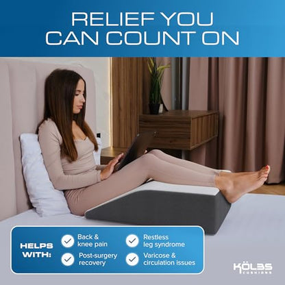 Kolbs Bed Wedge Pillow for Sleep Apnea, FSA Eligible Acid Reflux, and Back Pain Relief, with Chic Jacquard Cover - Headboard Wedges for Sleeping (Flat Top 7" Height) - size: Flat Top 7" Height