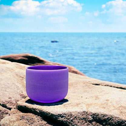 TOPFUND Violet A# Note Crystal Singing Bowl Pineal Chakra 8 inch with Heavy Duty Carrying Case and Suede Mallet - color: Violet A# Note, size: 8 inch