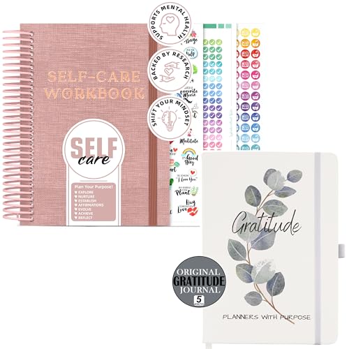 Planners with Purpose Self-Care and Gratitude Journal Bundle – Guided Daily Reflection, Manifestation, & Mindfulness Planner – 90-Day Wellness Journal for Personal Growth, Positivity, and Gratitude