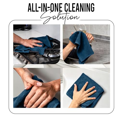 RIVERSIDE Pack of 24 Wash Cloths for Showering, 12 x 12 Inches, Super Soft & Absorbent, 100% Cotton Washcloths Premium Quality Flannel Face Cloths for Bathroom, Gym, Spa (Blue Opal, 24 Pack) - color: Blue Opal