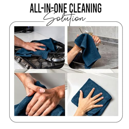 RIVERSIDE Pack of 24 Wash Cloths for Showering, 12 x 12 Inches, Super Soft & Absorbent, 100% Cotton Washcloths Premium Quality Flannel Face Cloths for Bathroom, Gym, Spa (Blue Opal, 24 Pack) - color: Blue Opal
