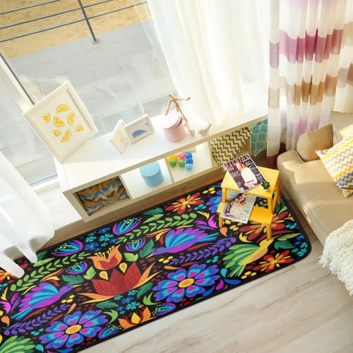 Floral Mexican Birds Kitchen Rugs Indoor Outdoor Non Slip Kitchen Floor Mats Area Rugs Runner Rug Laundry Room Rug 40x20 in - size: 40x20 in