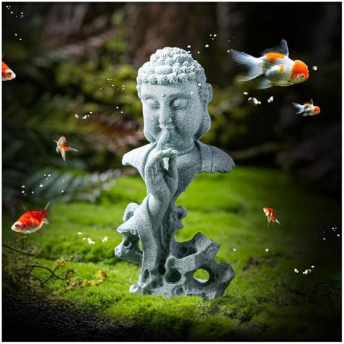 livelyfish Meditating Buddha Statue Zen Garden Statues Sandstone Thinker Buddha Sculpture Figurine for Fish Tank Aquarium Home Decorations, Gift (Fs) - size: Fs