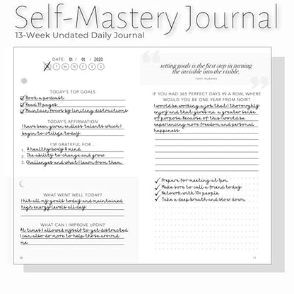 Self-Mastery Journal for Men with Prompts - 13 Week Guided Gratitude Journal - 5 Minute Journal - Reflection Manifestation Journals for Mindfulness - Self Care Journal - Goal Journal for Women & Men - color: Black