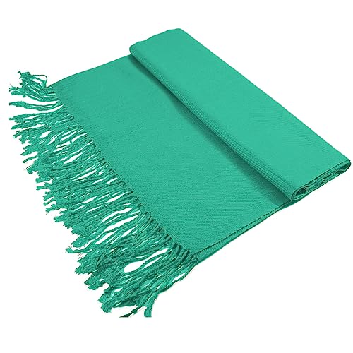 Glory Max Women Large Soft Silky Pashmina Shawl Wrap Scarf in Plain Solid Colors - color: Teal