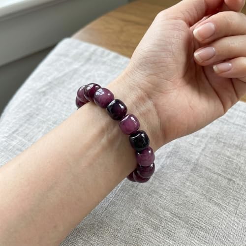MUDI Bracelet For Women, Bodhi Seed Beads Bracelets Fidget Healing Energy Protection Stretch to My Man Jewelry Gift - color: Round Purple Like Grape