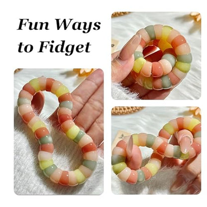 Roe Dolph Bodhi Bead Fidget Anxiety Bracelet for Women Men Chunky Stretch Beaded Mindful Jewelry Daily Reminder Gift for Mom Wife Friend - color: B4:orange
