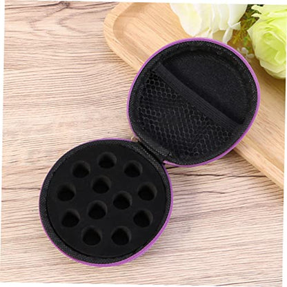 DOITOOL 12 Storage Bags Cajas Organizadoras Faux Leather Round Storage Bag Suitcase Hamburger Storage Box, Violet, medium