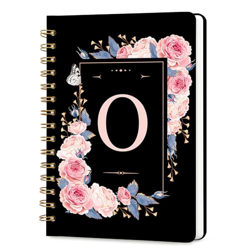 Lined Spiral Journal Notebook, A5 College Ruled Spiral Notebook for Women, Hardcover with Elegant Design for Work and Note-Taking, 5.5 * 8.25 inch, 160 Pages, Letter O - color: O