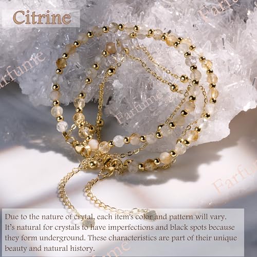 Farfume Crystal Bracelet Beaded Bracelets 4mm Natural Stone Beads Gemstone Handmade Jewelry Gift for Women - color: Citrine-Joy