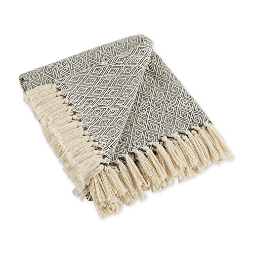 DII Global, Fields of Diamond Woven Throw, 50x60, Mineral - color: Mineral