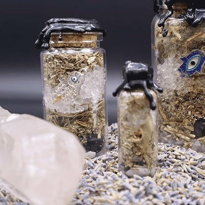 BlkGrlMagick Handcrafted Mini Protection Spell Jar, Real Banishing Crystals, Homegrown Herb, Banish Negativity, Remove Hex Jinx, Break Curse, Bad Habits, Black Owned Apothecary Ritual Gifts - size: Protection Spell