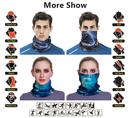 Headband Neck Gaiter Head Wrap Headwear Face Mask Magic Scarf Bandana for Men and Women - color: 6pc.new Black Series