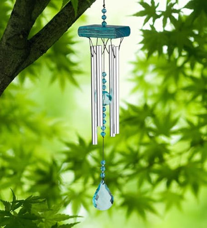 Regal Art & Gift Garden Crystal Chimes - Outdoor Decorative Metal Hanging Chime - Relaxing Sound for Yard, Patio, Porch or Garden - Blue