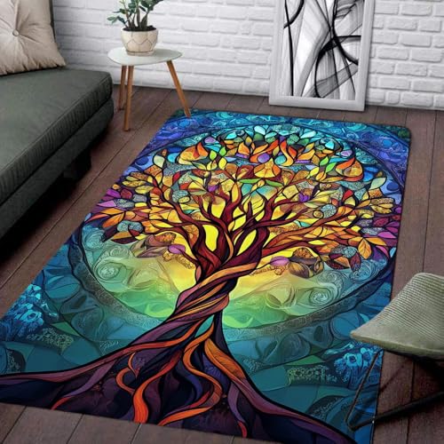 Tree of Life Area Rug – Boho Spiritual Nature Carpet for Living Room, Bedroom, Meditation – Soft Non-Slip Floor Mat for Home Decor – Abstract Art Style Modern Accent Rug (Tree of Life 02) - color: Tree of Life 02