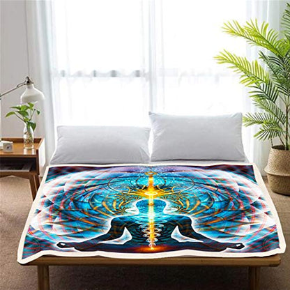 Chakra Throw Blanket | Meditation Fleece Blanket | Galactic Body (Medium)