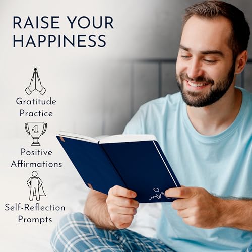 Premium Gratitude Journal for Men – 6 Month Guided Daily Prompts, Habit Tracker – Hardcover, 249 Pages, Lay Flat, 100gsm Paper – Mens Mindfulness Gifts, Mental Health, Self Mastery, Gift Boxed - color: Men - Navy