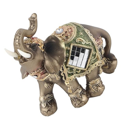WAL FRONT Lucky Feng Shui Green Elephant Statue Sculpture Wealth Figurine Gift Home Decoration (Green Medium) - size: Green medium