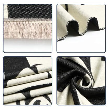 QIUTIMIY Pashmina Shawl Wraps for Womens Winter Scarf Reversible Pattern Designer Ladies Shawls and Wraps for Evening Dresses - color: Flower6-black White