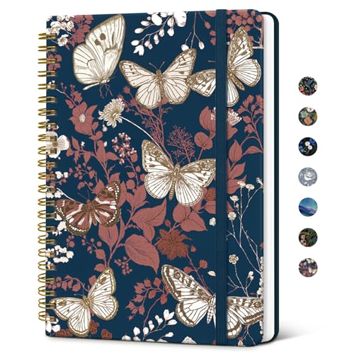 Taja Lined Spiral Journal Notebook for Women, A5 Cute College Ruled Hardcover Notebook for Work & Note Taking, Pretty Journal for Writing, 140 Pages, Golden Flutter - color: k-Golden Flutter