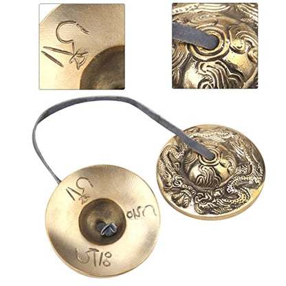 Meditation Bell, 6.5cm Tibetan Tingsha Cymbals Meditation Chime Bells Yoga Finger Chime Buddhist Percussion Instruments (double dragon pattern) - size: double dragon pattern