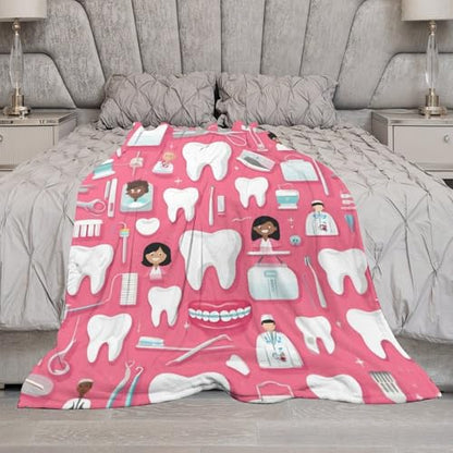 Fashion Bed Sofa Couch Cover, Unisex Blanket, Teeth Dental Seamless Pattern Pink Lightweight Flannel Blanket - color: Color294, size: 30"x40"
