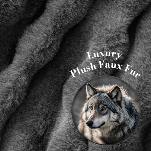 Amélie Home Faux Fur Throw Blanket, Ultra Soft Fuzzy Plush Bubble Blanket for Couch, Bed & Living Room, 60"x80", Cationic Wolf Gray - color: Heather Grey, size: 60" x 80"