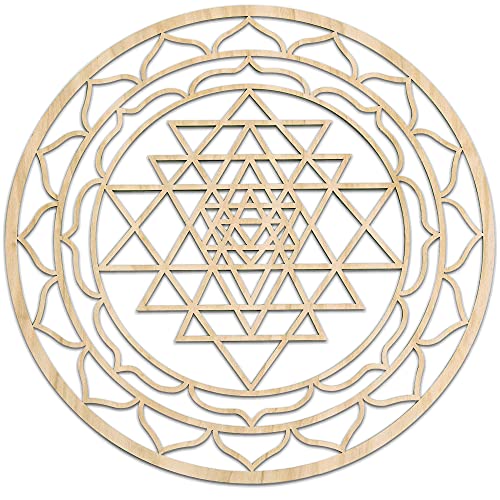 Fourth Level MFG 33" Sri Yantra, Sacred Geometry Wood Wall Art, Zen Home Decor for Yoga and Meditation, Reiki Healing, Chakra Crystal Grid Board, Good Energy Spiritual Altar Decoration - color: 33" Sri Yantra