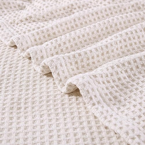 Eddie Bauer - Twin Size Blanket, 100% Soft Cotton Bedding with Waffle Weave Texture, 400 GSM, Throw Blanket for Couch or Bed (White)