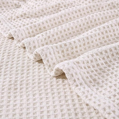 Eddie Bauer - Twin Size Blanket, 100% Soft Cotton Bedding with Waffle Weave Texture, 400 GSM, Throw Blanket for Couch or Bed (White)