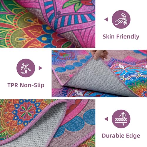 Meditation Indoor Outdoor Rug 4x6 ft Mandala Pattern Rug Boho Style,Yoga Meditation Mat Picnic Rug for Patio Living Room Porch Garden Deck Backyard Easy to Clean Non Shedding Non-Slip