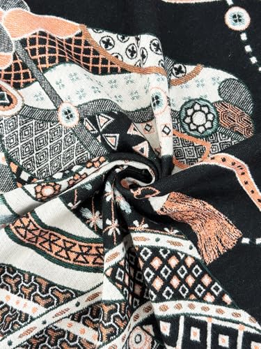 Women's Reversible Pashmina Shawl Wrap for Women Big Scarf Holiday Gifts - color: Black-orange-teal