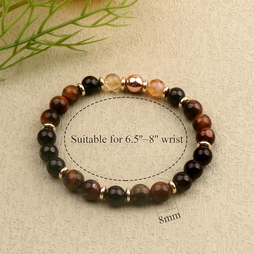 KSQS Healing Stone Bead Bracelet for Women, Natural Gemstones Balance Protection Bracelet, Spiritual Crystal Beads Bracelet Anxiety Relief with Meaning Card - style: Confidence