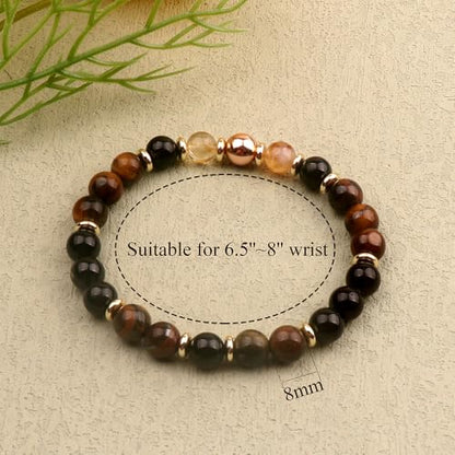 KSQS Healing Stone Bead Bracelet for Women, Natural Gemstones Balance Protection Bracelet, Spiritual Crystal Beads Bracelet Anxiety Relief with Meaning Card - style: Confidence