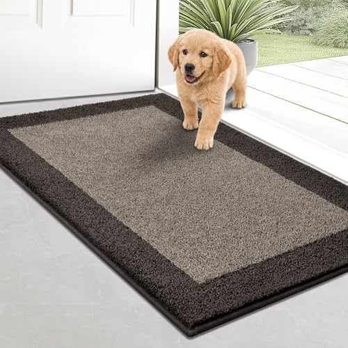 Indoor Door Mat 20" x 32", Washable Kitchen Rug, Non Slip Entryway Rug for Floor, Absorbent Entrance Throw Rug for Laundry, Bathroom, Door - color: Brown, size: 20" x 32"