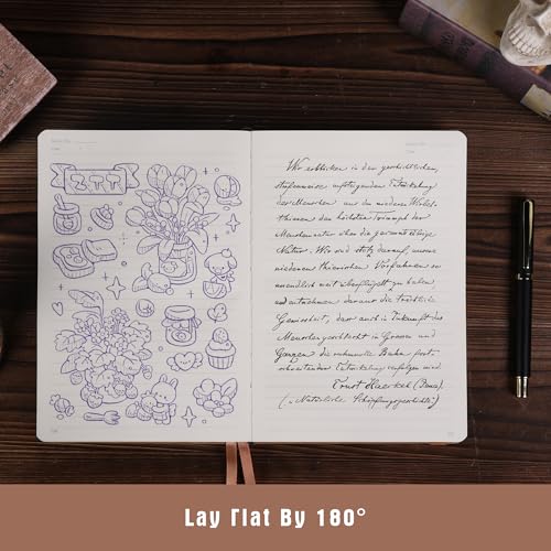 TIEFOSSI Lined Journal Notebook for Women Men, Leather Journal with Pen, A5 Evil Eye Hardcover Notebook for Work, Journaling, Travel & School, 100 GSM Thick Paper, 320 Numbered Pages, 6.2 x 8.3 in - color: Sand