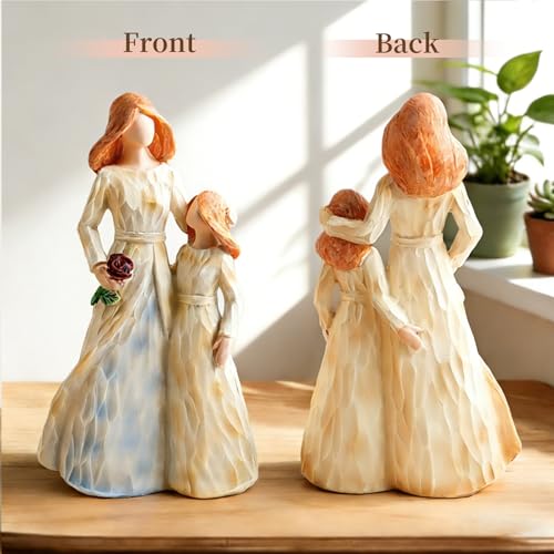 Mom Gifts from Daughter, Mother Daughter Figurine, Hand-Painted Resin Sculpture, Meaningful Birthday Mothers Day Valentines Day Gift, Home Decor Keepsake (Mother Daughter Rose Figurine) - color: Mother Daughter Rose Figurine