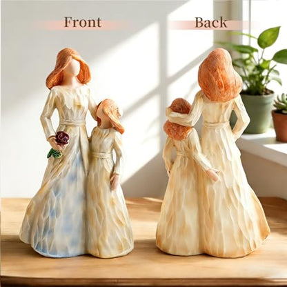 Mom Gifts from Daughter, Mother Daughter Figurine, Hand-Painted Resin Sculpture, Meaningful Birthday Mothers Day Valentines Day Gift, Home Decor Keepsake (Mother Daughter Rose Figurine) - color: Mother Daughter Rose Figurine