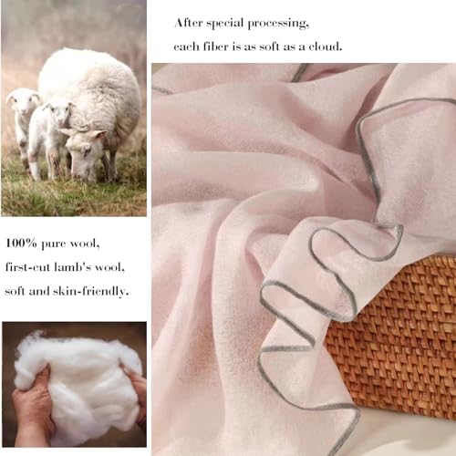 Luxury Cashmere Pashmina Style Shawl - Silk & Wool Blend Scarf, Lightweight Skin-Friendly Wrap - color: Pink