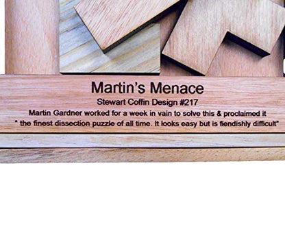 Martin's Menace Wooden Puzzle – Challenging Brain Teaser for Teens and Adults, Made in USA - style: Martin’s Menace - L